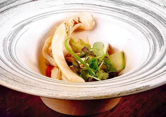 Navajas con trigueros y caldo cítrico - La Tienda de las Conservas