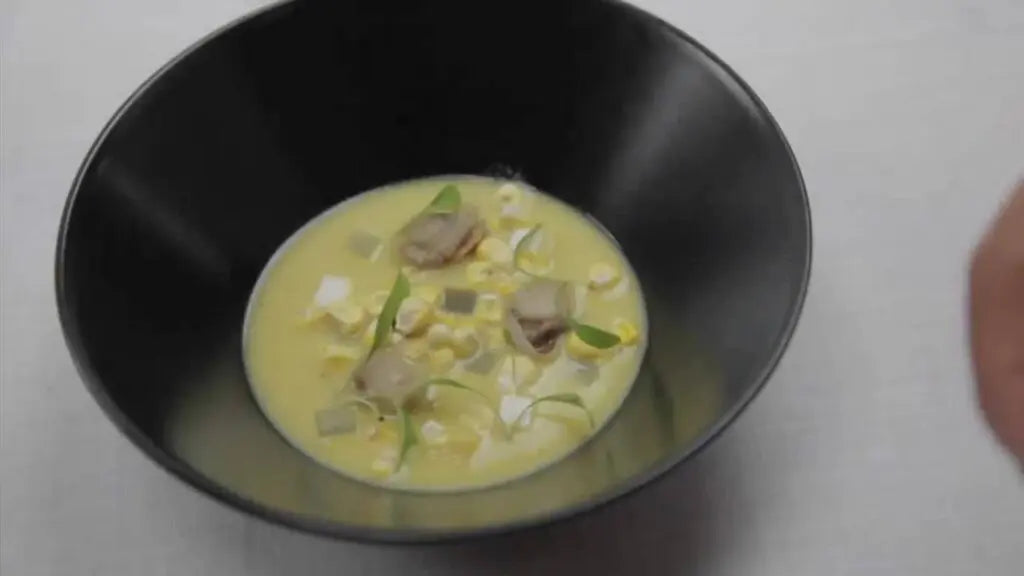 Sopa fria de maíz y zamburiñas - La Tienda de las Conservas