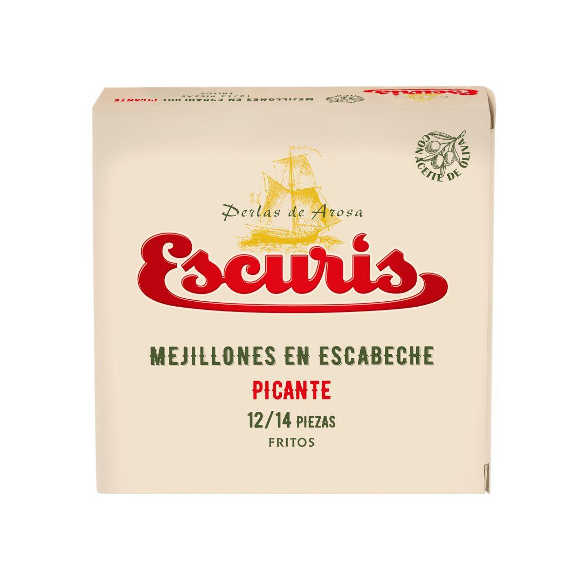 Mejillones Picantes en escabeche 12/14 pzas - Conservas Escuris Premium