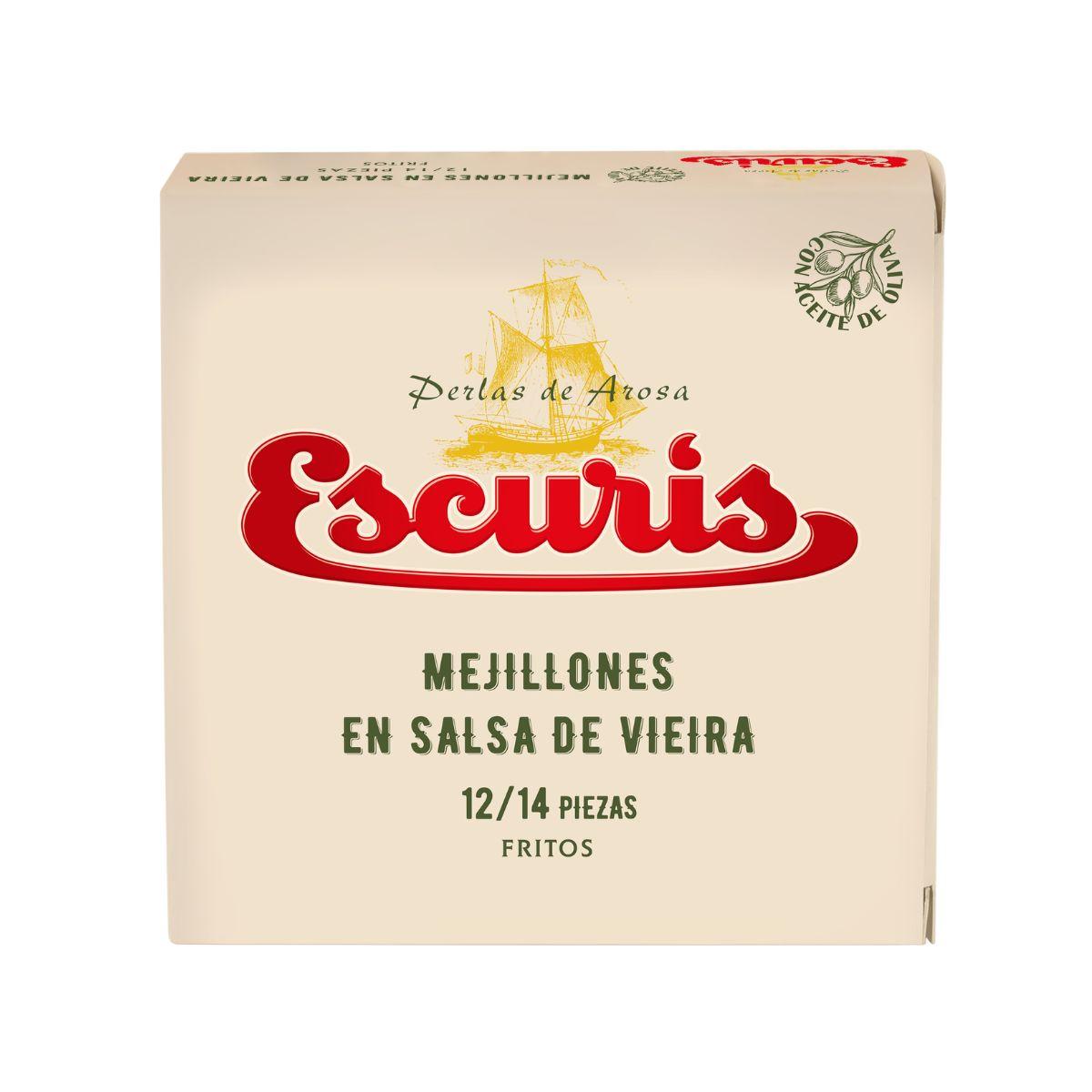 Mejillones Salsa de Vieira 12/14 pzas - Conservas Escuris Premium