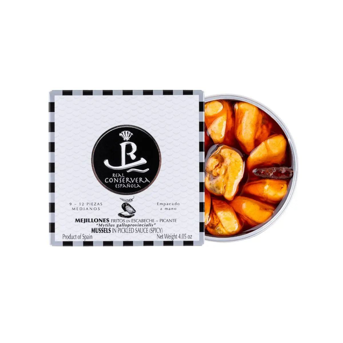 Mejillones PICANTES en escabeche 9/12 piezas | Real Conservera Española Real Conservera Española La Tienda de las Conservas