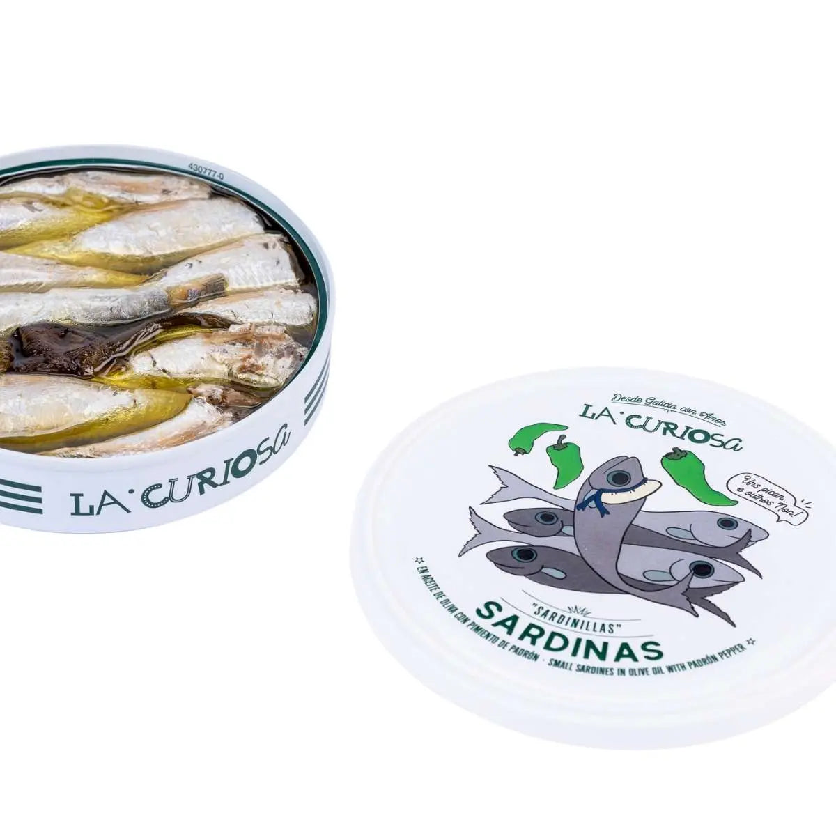 Sardinillas en AO con pimiento de Padrón | Conservas La Curiosa La Tienda de las Conservas