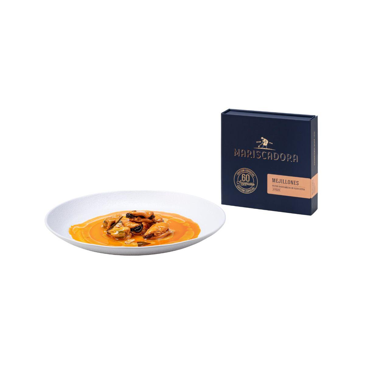 Mejillones gigantes fritos en escabeche Mariscadora, edición especial 60 aniversario