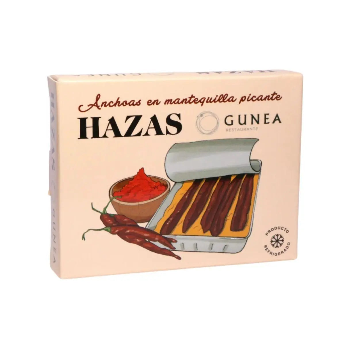 Lata de anchoas en mantequilla picante de Conservas Hazas
