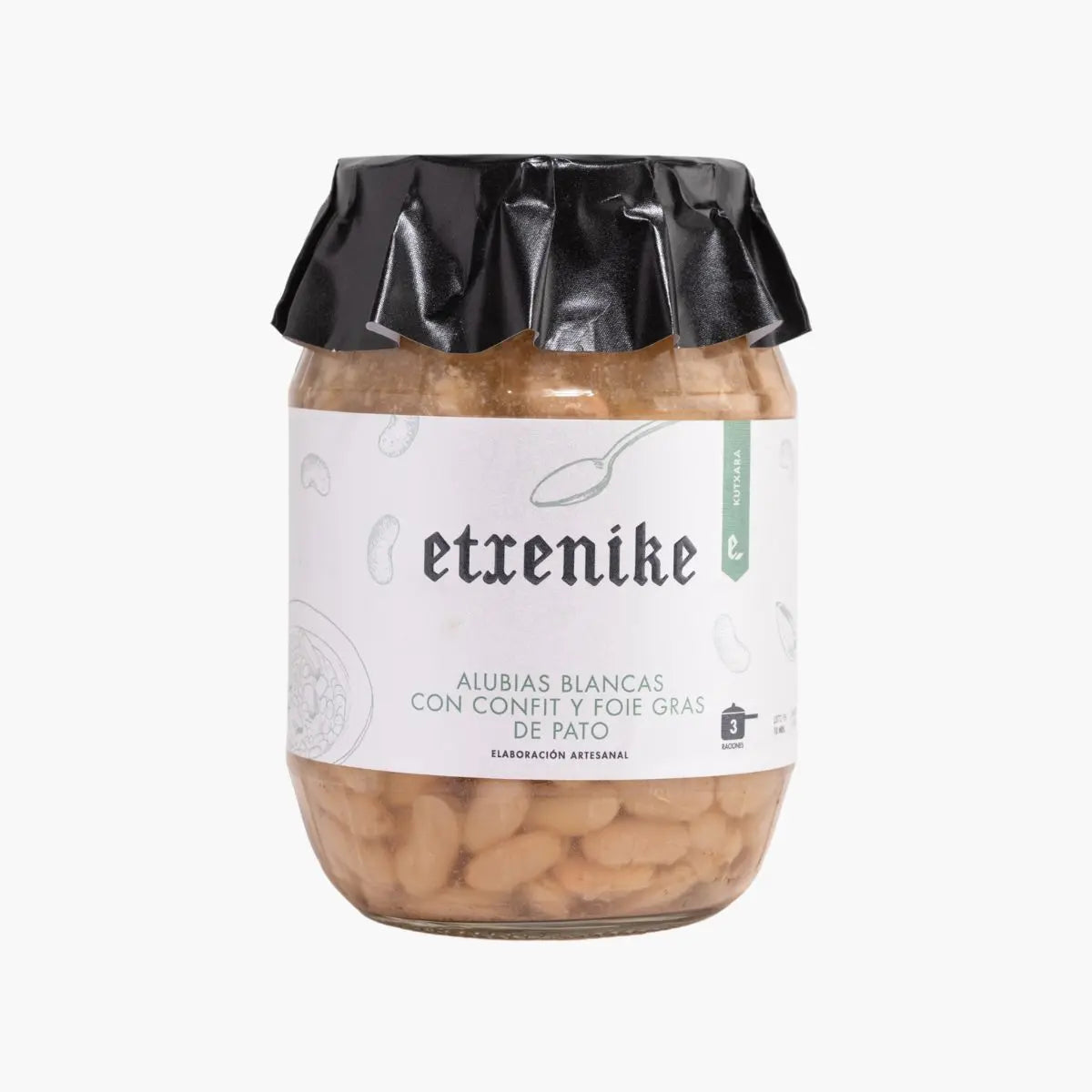 Alubias Blancas con Confit y Foie Gras de Pato Conservas Etxenike