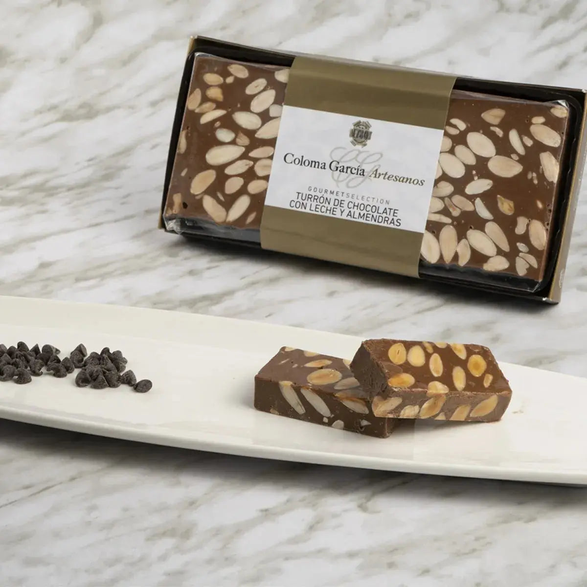 Bandeja Turrón de Chocolate con Leche y Almendras Coloma Garcia