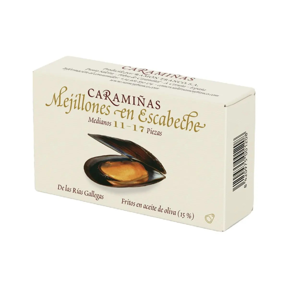 Mejillones en Escabeche ‘Caramiñas’ 11-17 Piezas Ramón Franco