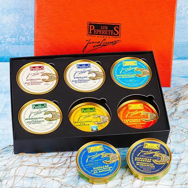 Caja estuche regalo 6/12 latas | Los Peperetes Conservas Los Peperetes