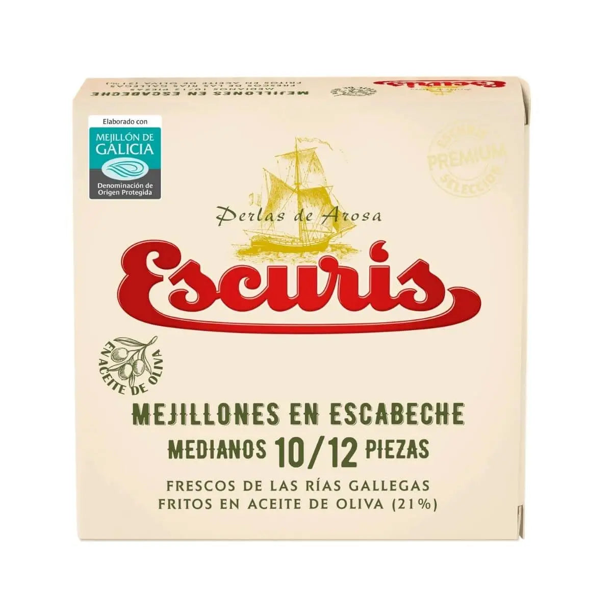 Mejillones 10/12 pzas Conservas Escuris Premium