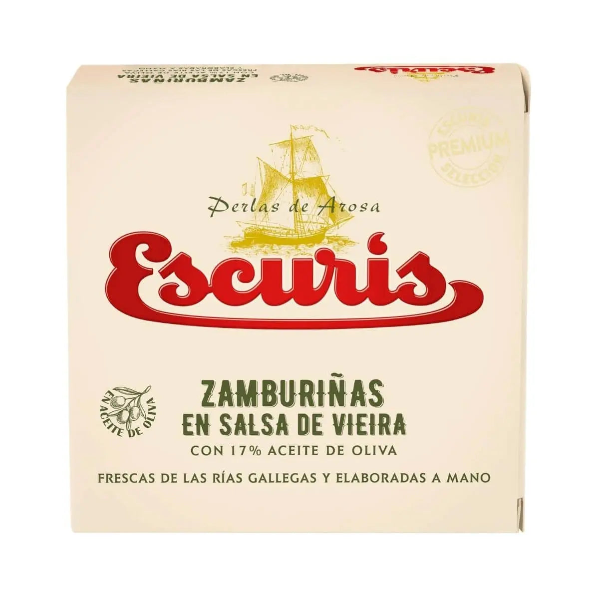 Zamburiñas en salsa vieira Conservas Escuris Premium