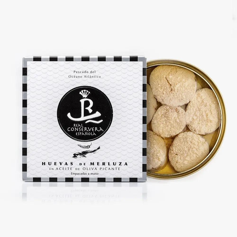 Medallones huevas de merluza en aceite de oliva picante | Real Conservera Española Real Conservera Española