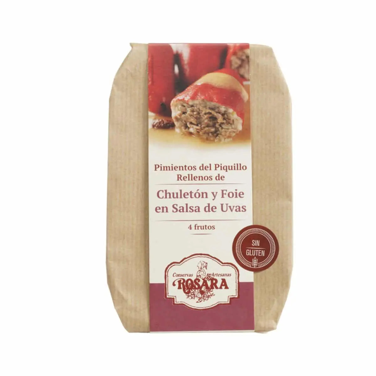 PIMIENTOS RELLENOS DE CHULETÓN Y FOIE EN SALSA DE UVAS 4 UDS LATA